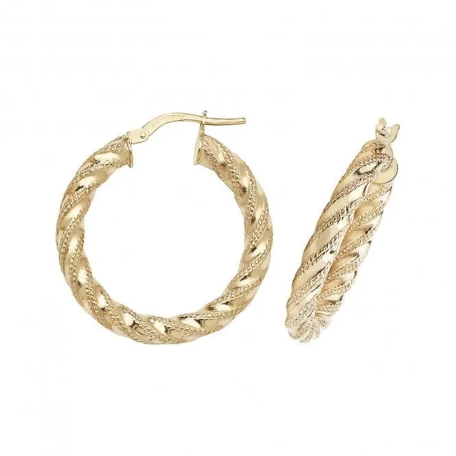 9ct Yellow Gold 60mm Double-Crescent Hoop Earrings ER954