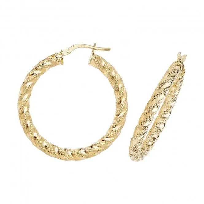 9ct Yellow Gold 60mm Double-Crescent Hoop Earrings ER954
