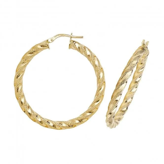 9ct Yellow Gold 60mm Double-Crescent Hoop Earrings ER954