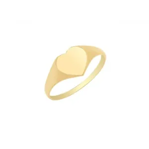 9ct Yellow Gold Maidens Plain Heart Signet Ring RN928