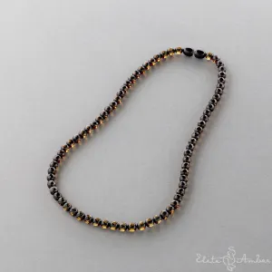 Amber necklace "Glossy black night"