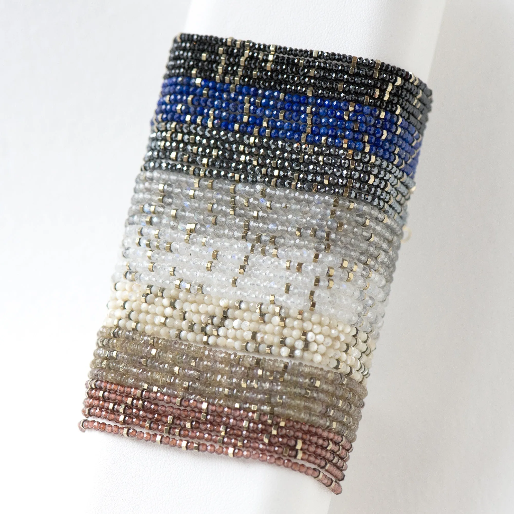 Anne Sportun Blue Lapis Beaded Confetti Wrap Bracelet & Necklace 34" B098G-CON.LAPIS