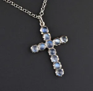 Antique Moonstone Cabochon Cross Necklace ON HOLD