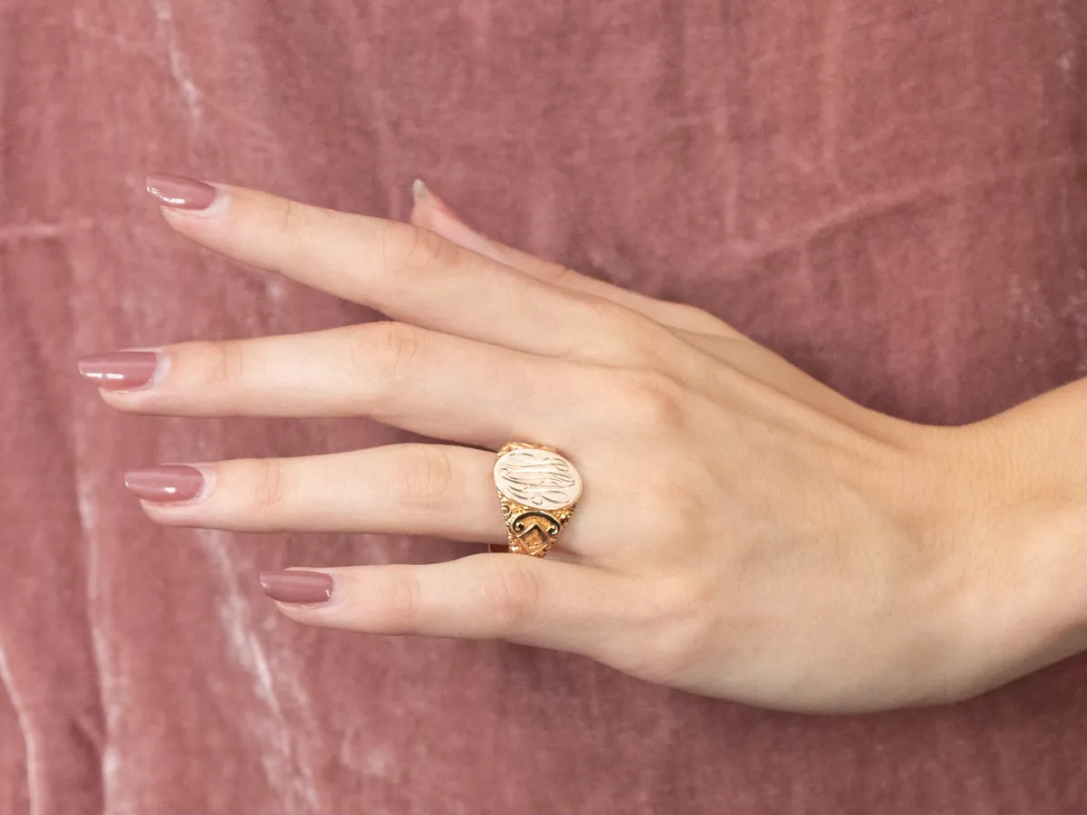 Antique Ostby Barton "JON" Gold Signet Ring