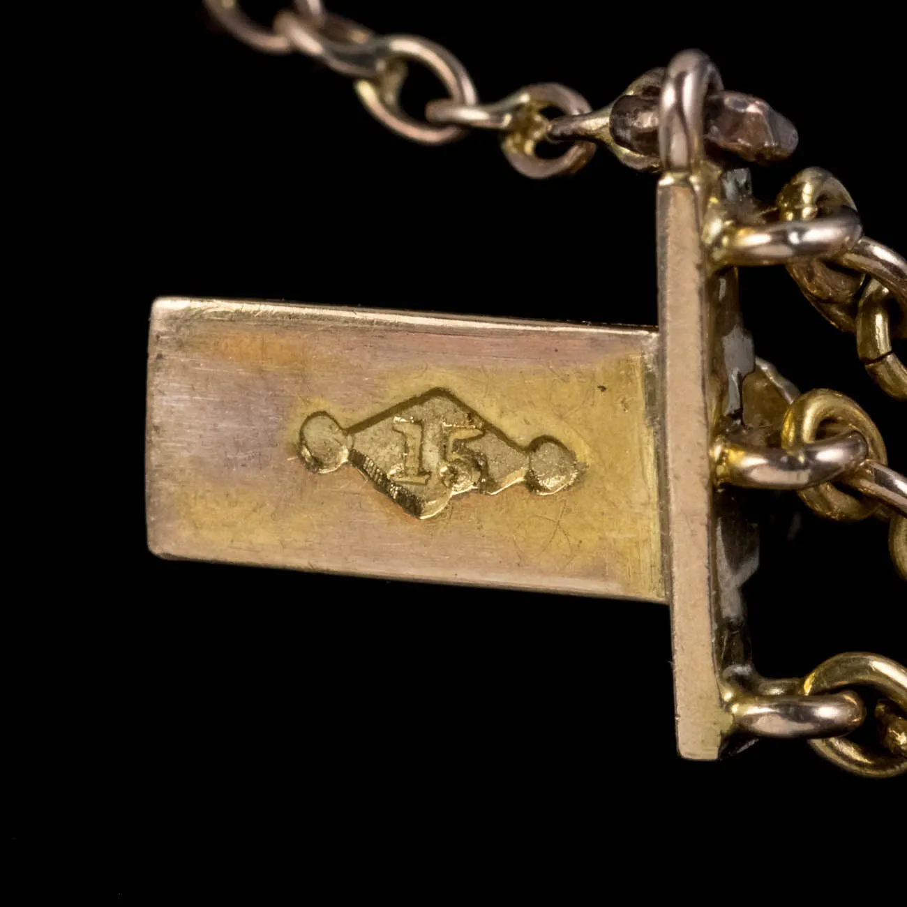 Antique Suffragette Bracelet Peridot Pearl Amethyst 15Ct Gold Circa 1918