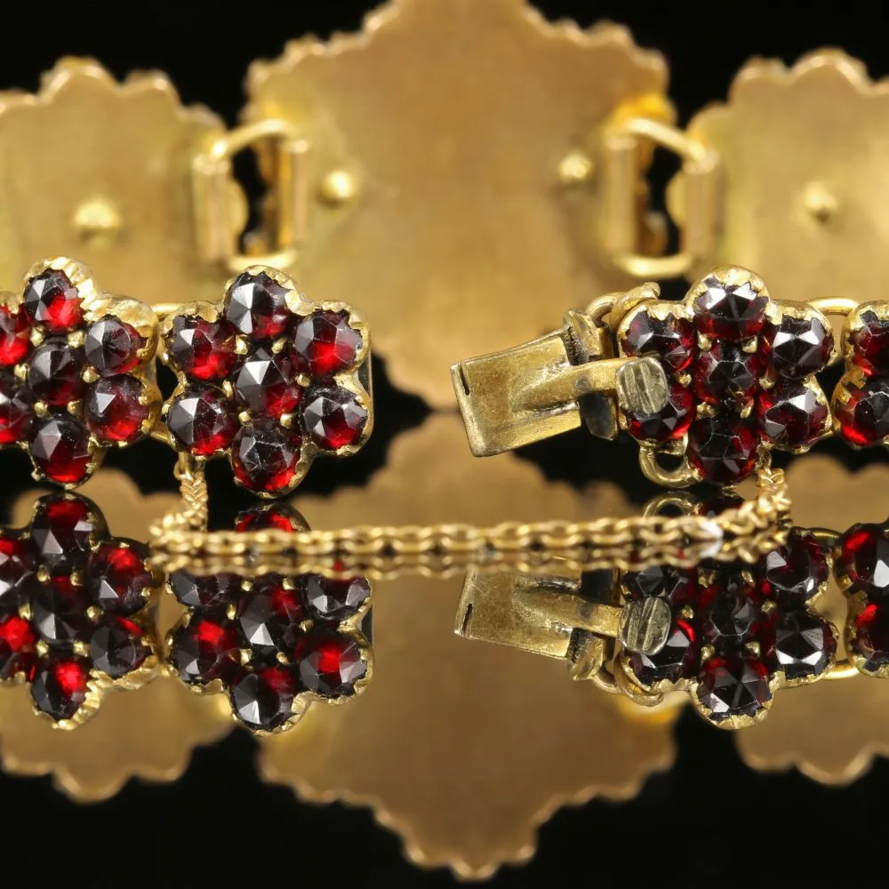 Antique Victorian Garnet Bracelet Circa 1880 Bohemian Garnets