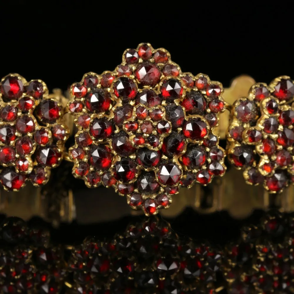 Antique Victorian Garnet Bracelet Circa 1880 Bohemian Garnets