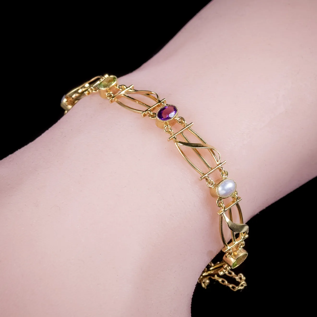 Antique Victorian Suffragette Bracelet 15Ct Yellow Gold Circa 1900