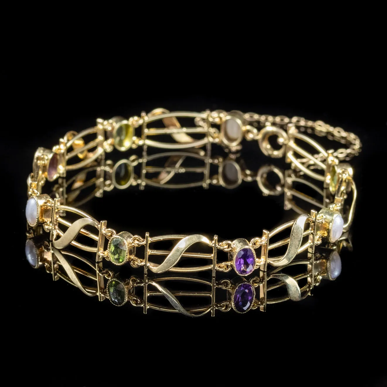 Antique Victorian Suffragette Bracelet 15Ct Yellow Gold Circa 1900