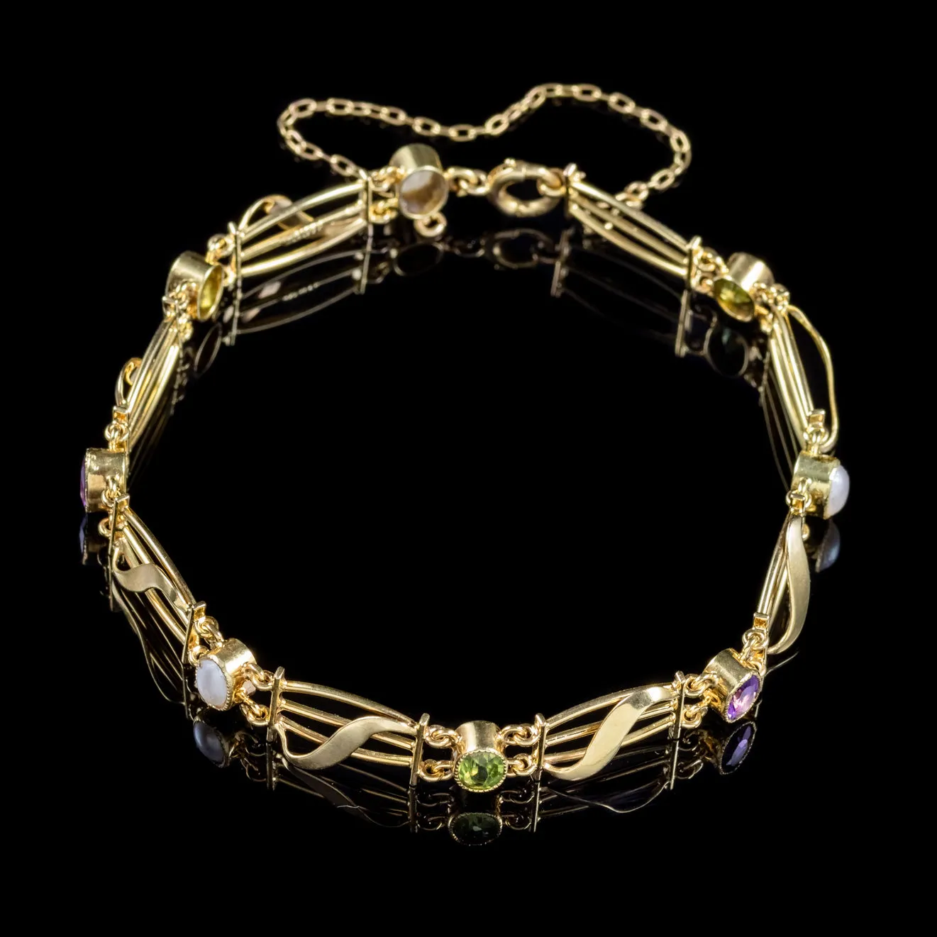Antique Victorian Suffragette Bracelet 15Ct Yellow Gold Circa 1900