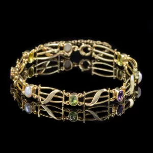 Antique Victorian Suffragette Bracelet 15Ct Yellow Gold Circa 1900