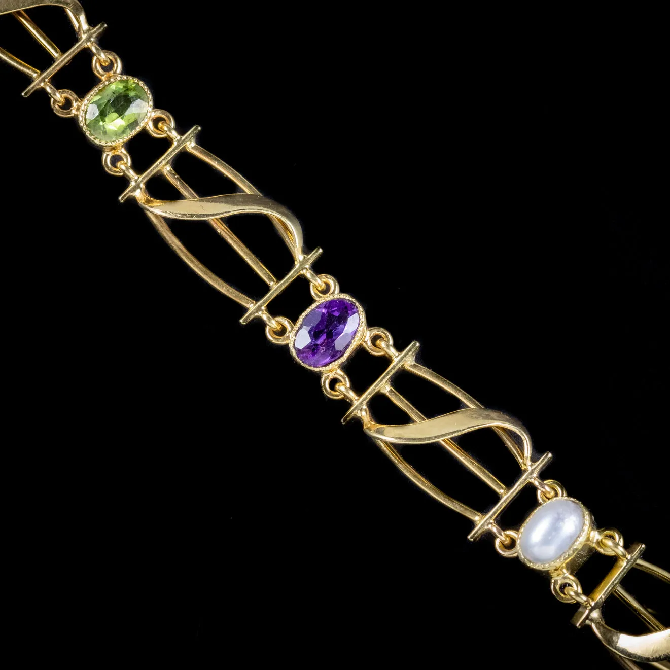 Antique Victorian Suffragette Bracelet 15Ct Yellow Gold Circa 1900