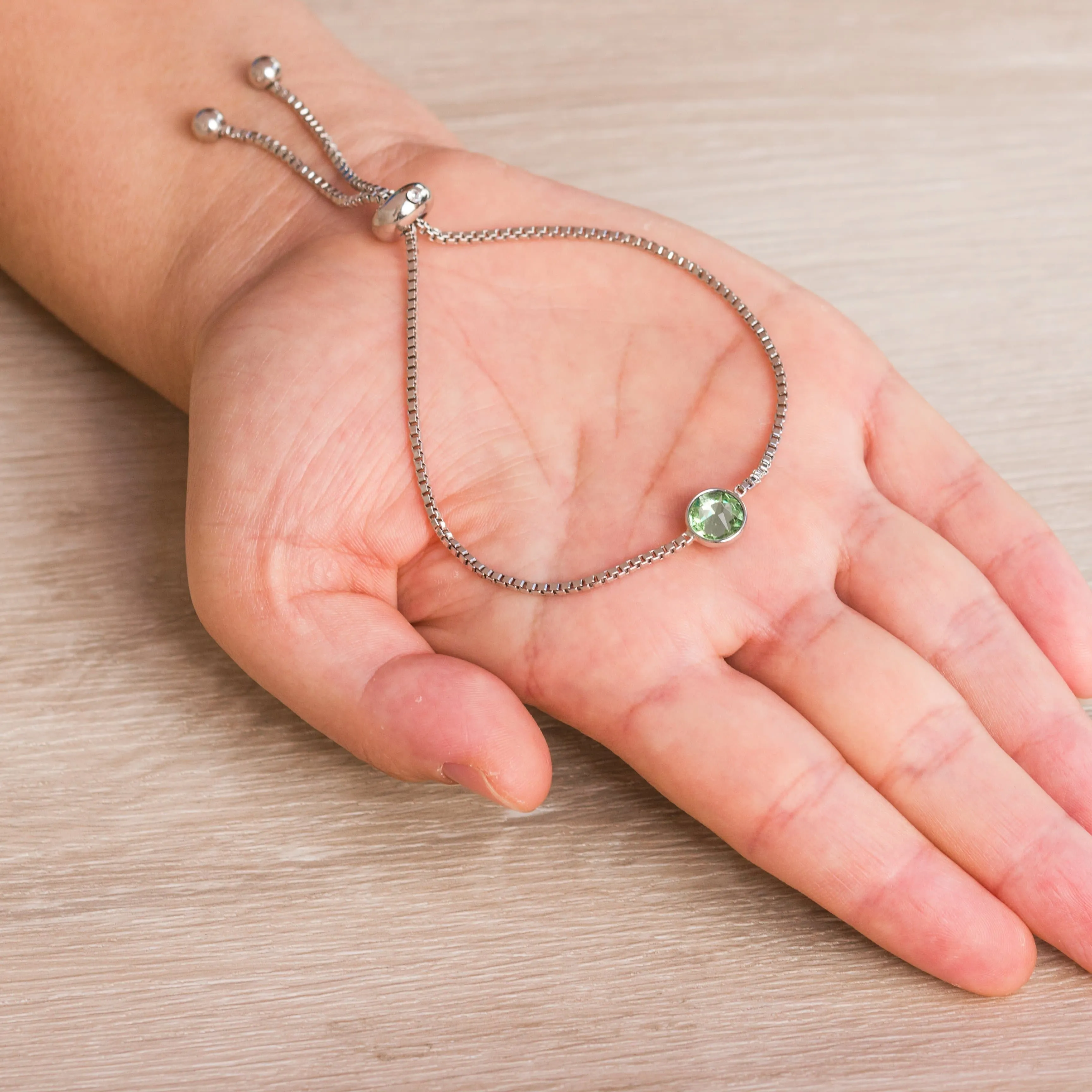 August (Peridot) Birthstone Bracelet Created with Zircondia® Crystals