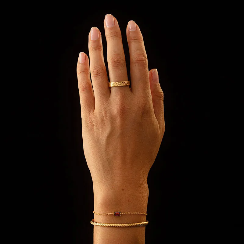 Baguette Mini Bracelet, Garnet, Gold