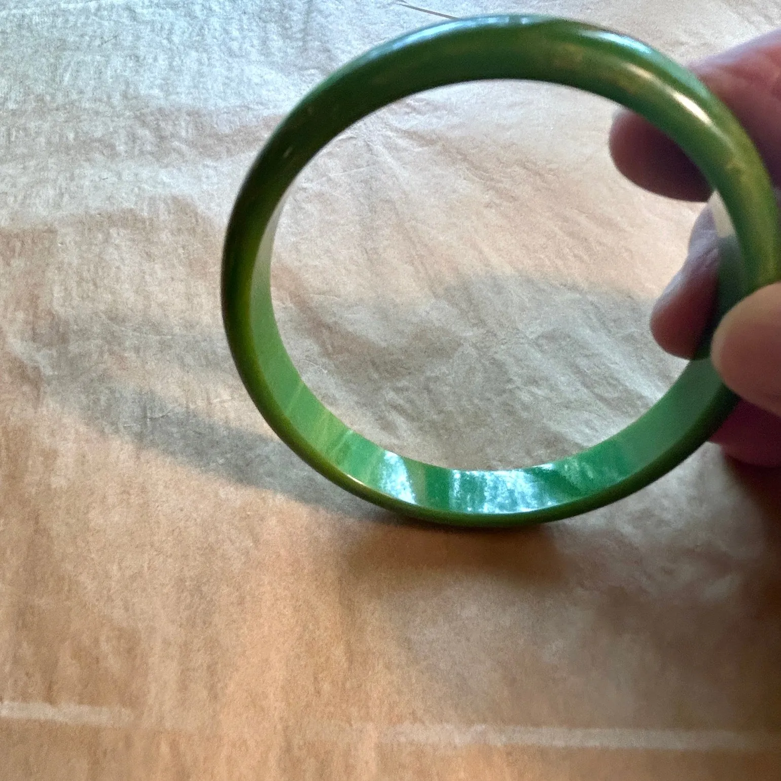 Bakelite Bangle, Marbled Green