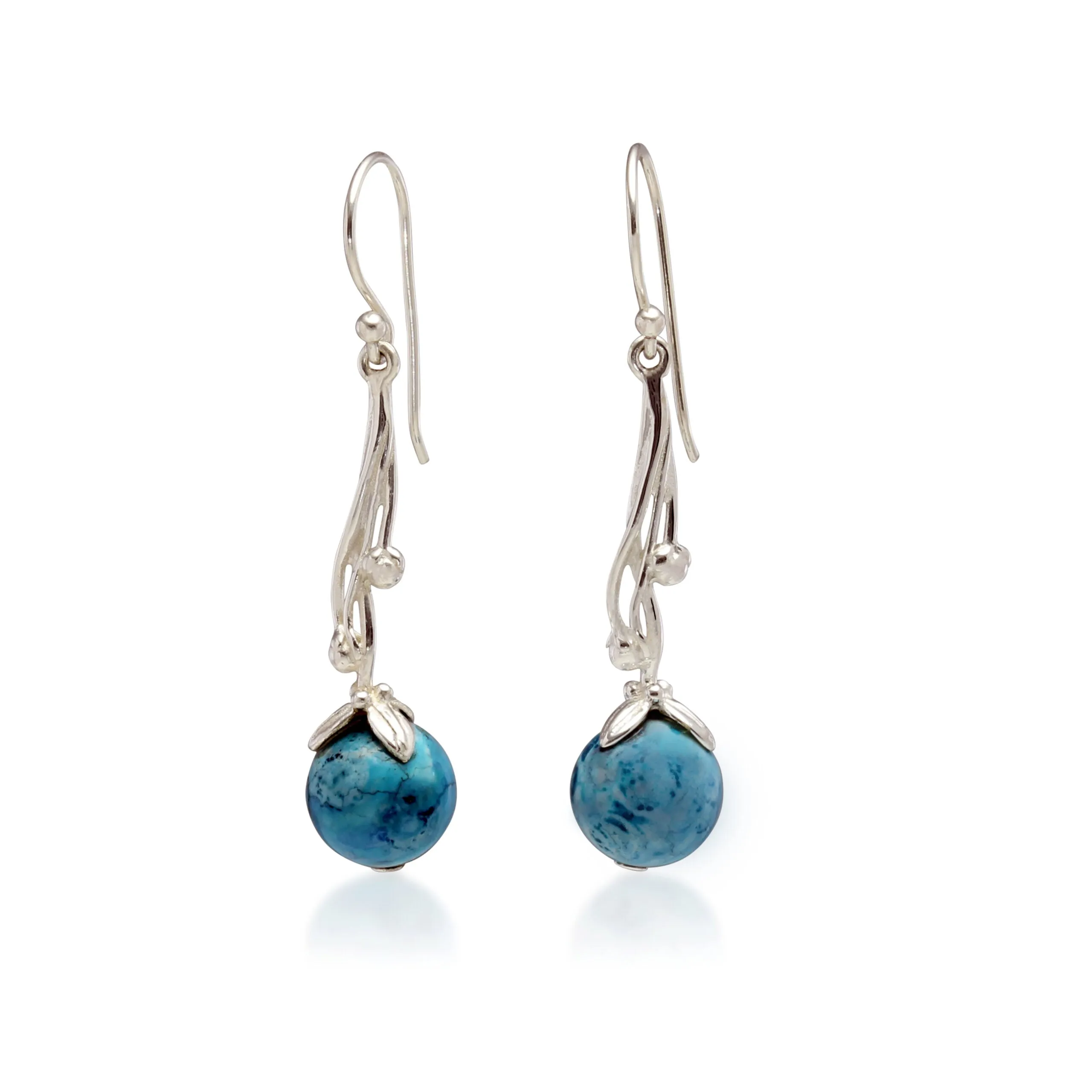 Banyan Blue Chalcedony Silver Drop Earrings