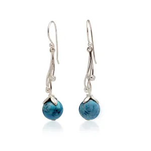 Banyan Blue Chalcedony Silver Drop Earrings
