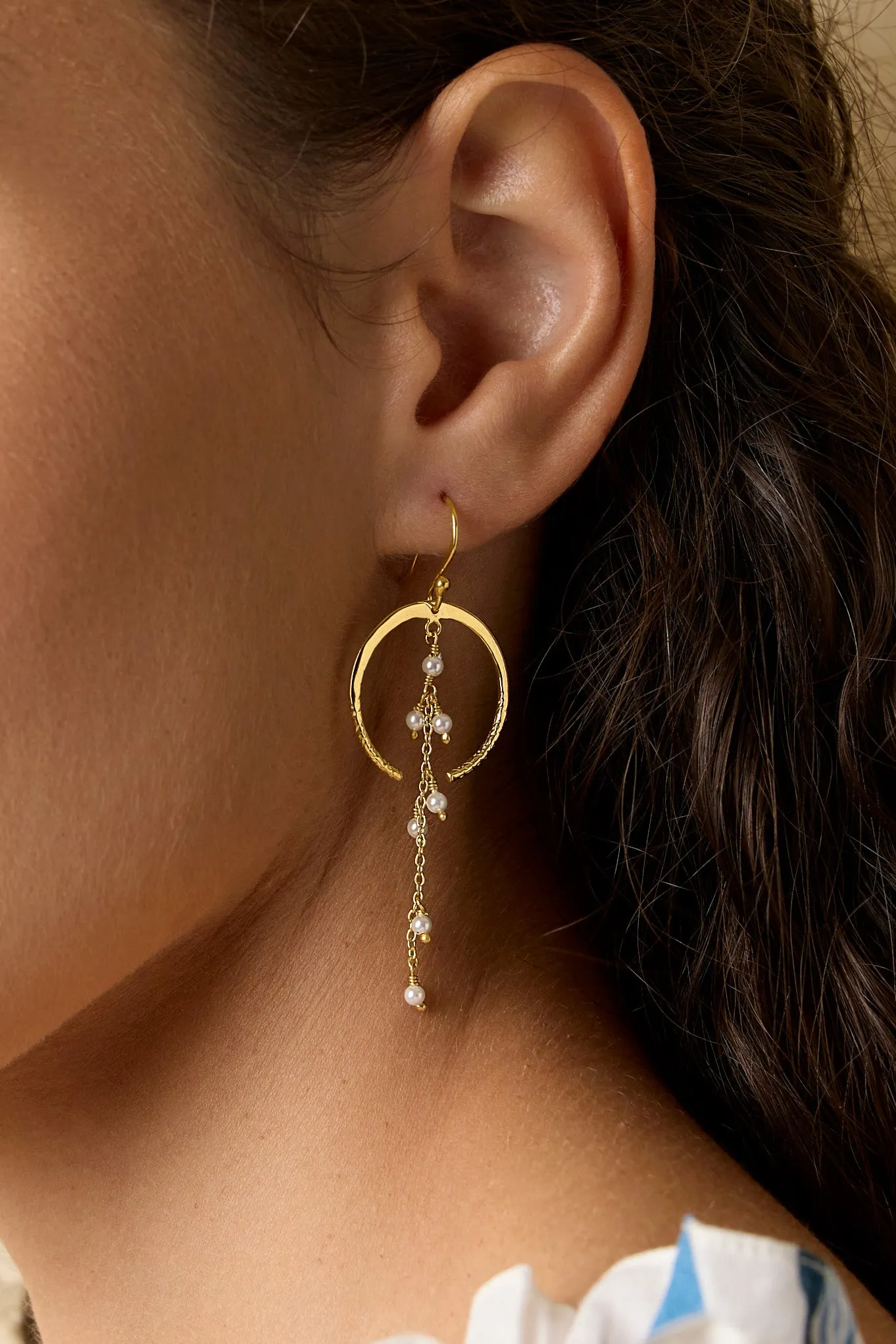 Banyan Moonlight Pearl Drop Gold Earrings