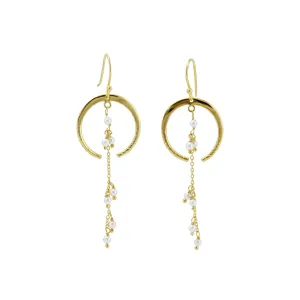 Banyan Moonlight Pearl Drop Gold Earrings