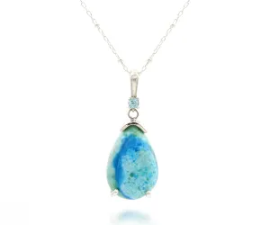 Beach Opal Petrified Wood Teardrop Necklace