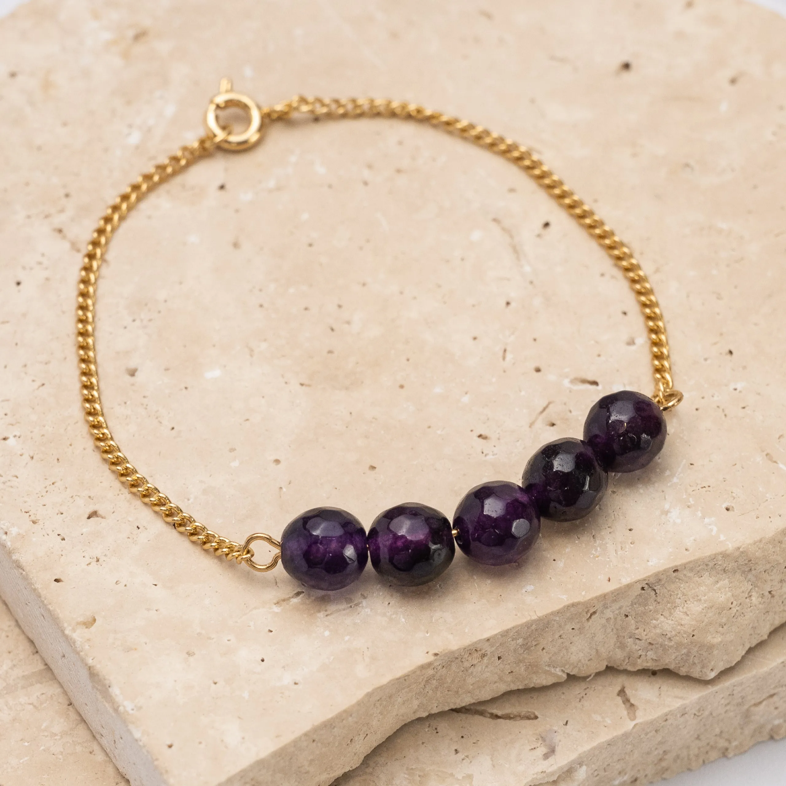 Birthstone 14k gold plated bracelet