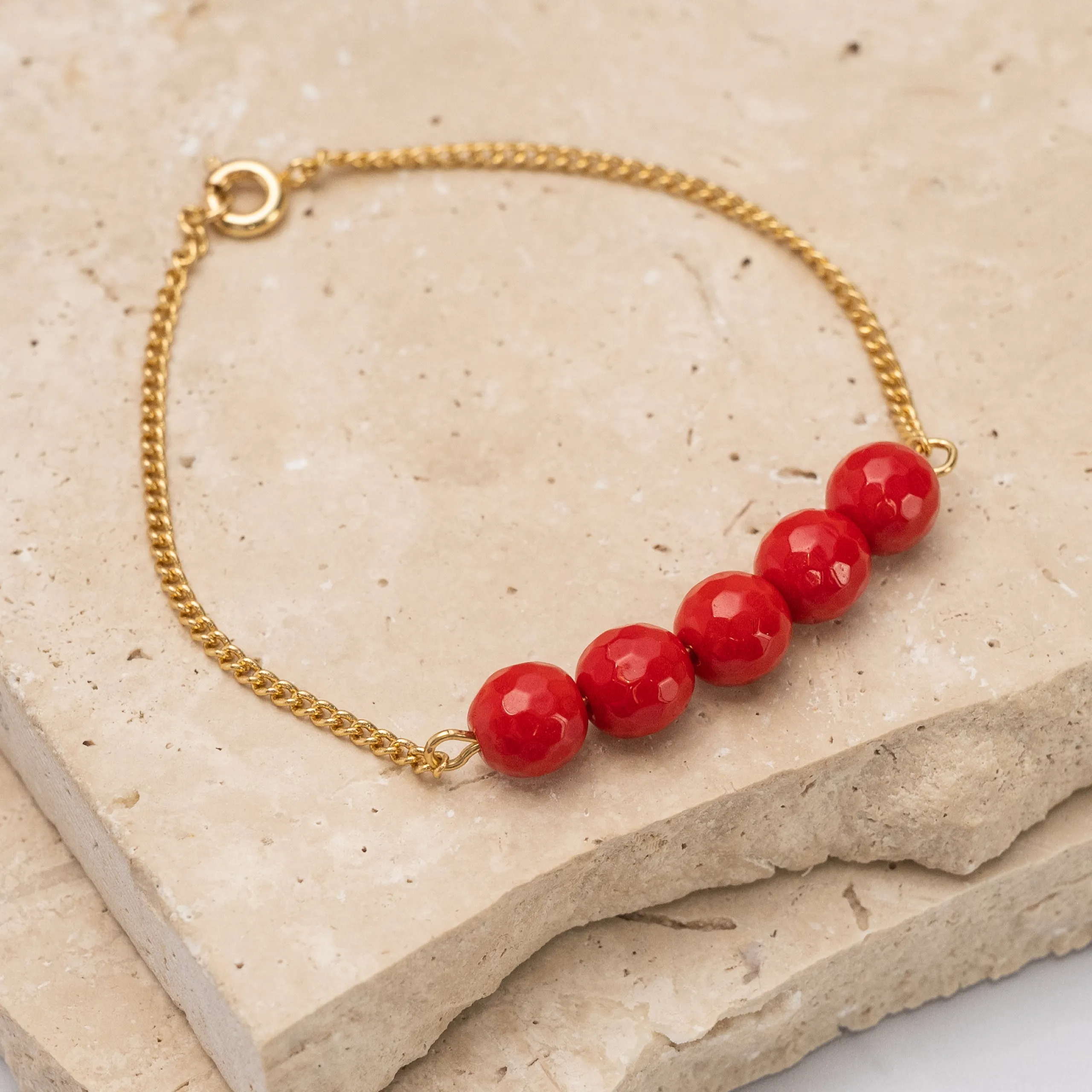 Birthstone 14k gold plated bracelet