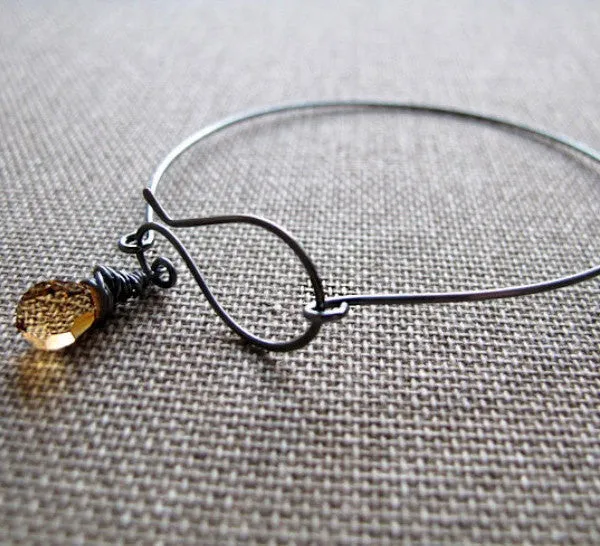 Black Bracelet with Crystal Charm
