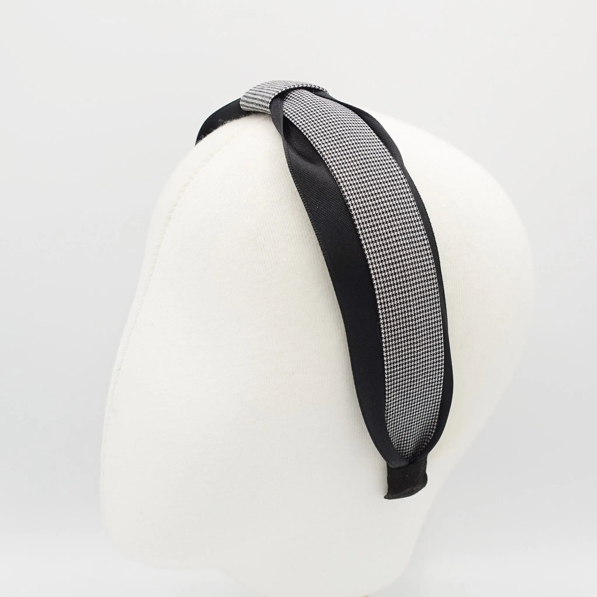 black gingham check headband flat knot hairband women hair accessory