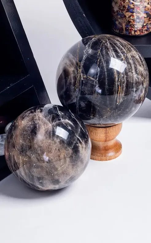 Black Moonstone Crystal Spheres