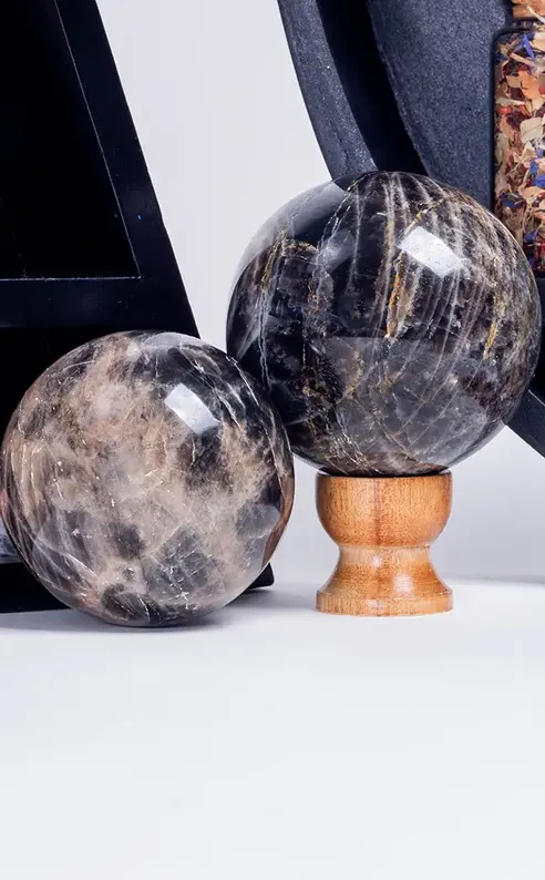Black Moonstone Crystal Spheres