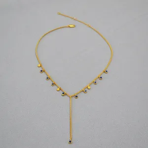 Blue Lapis Lazuli Y Shape Necklace
