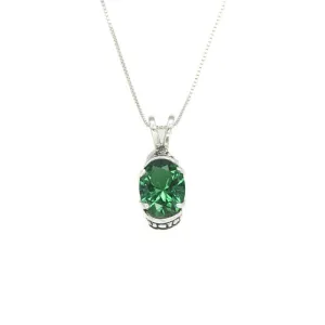 Boho Emerald Pendant - Green Tribal Necklace - Vintage Oval Necklace