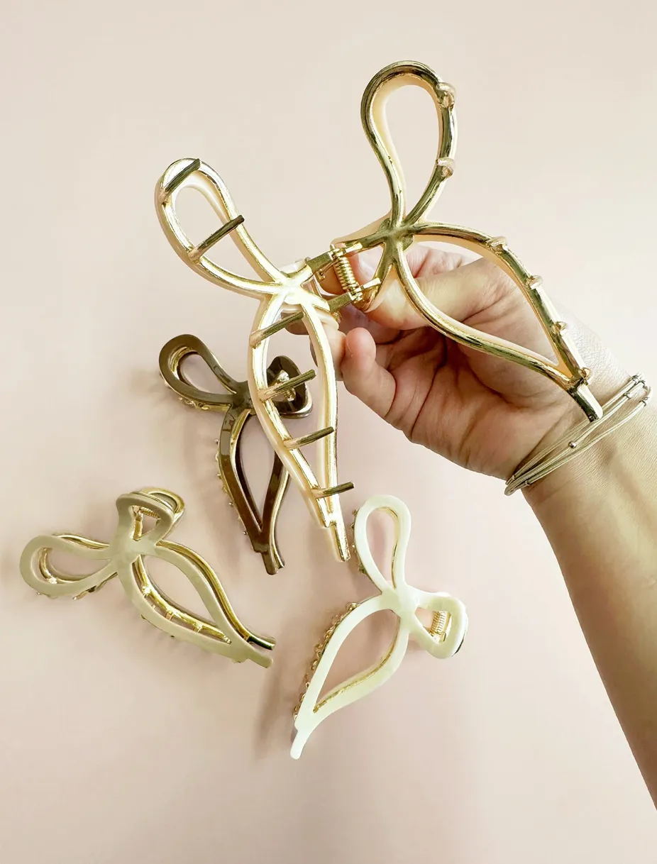Bow Gold Metal Hair Claw