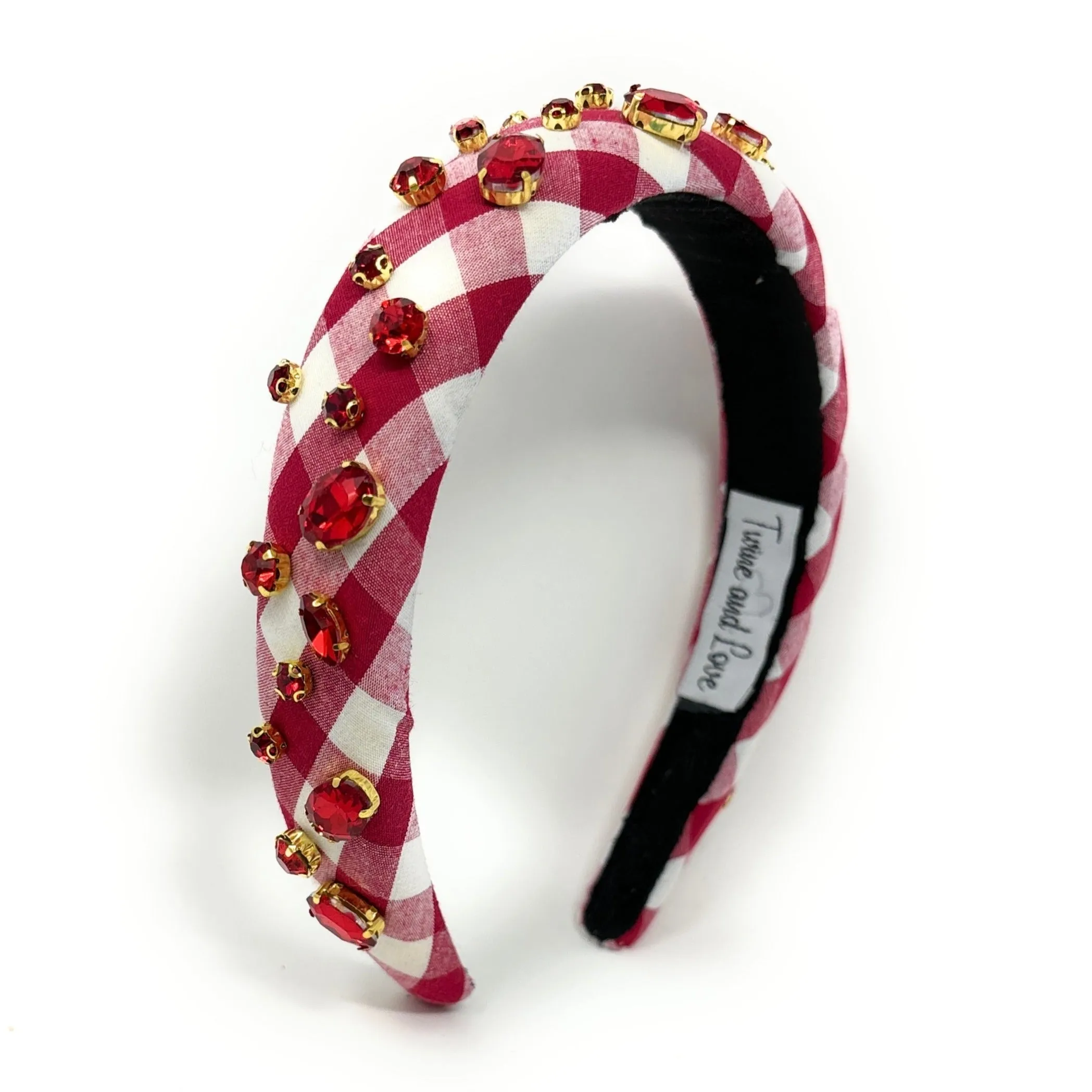 Burgundy Gingham Padded Headband