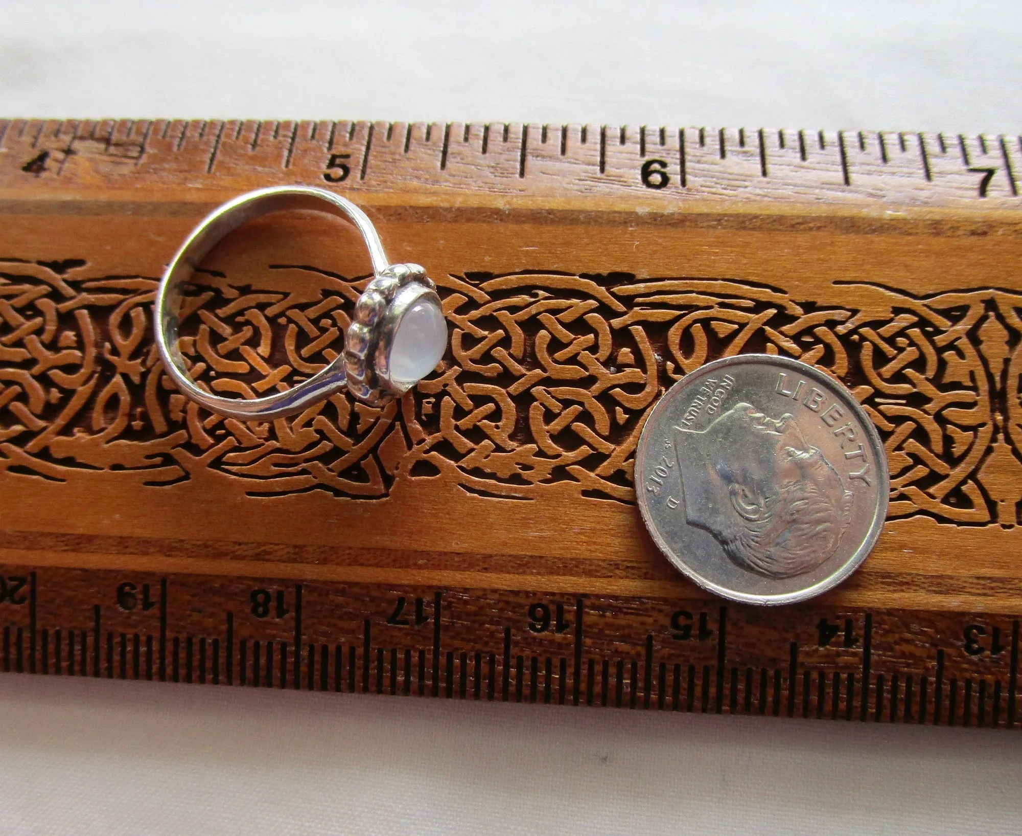 Cat's Eye Moonstone Natural Gemstone Sterling Silver Ring Size 6