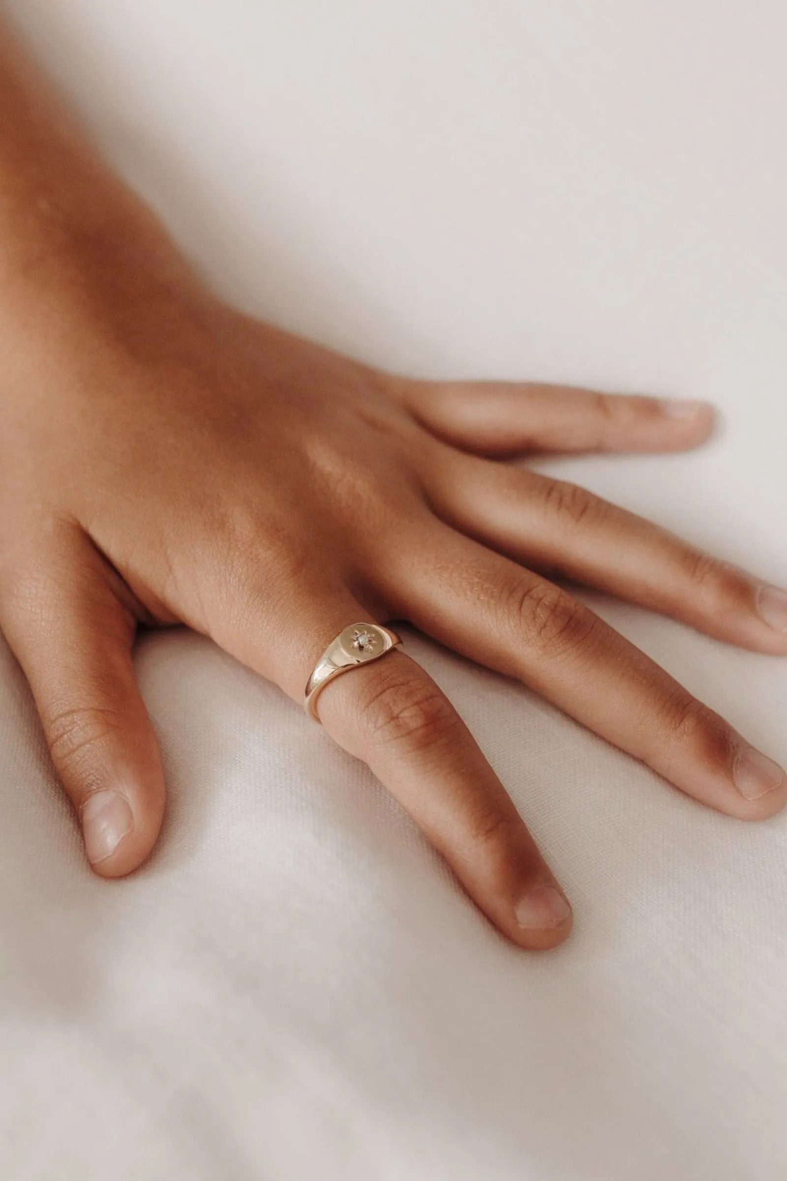 Child Vintage Pearl Signet Ring - 9ct Gold