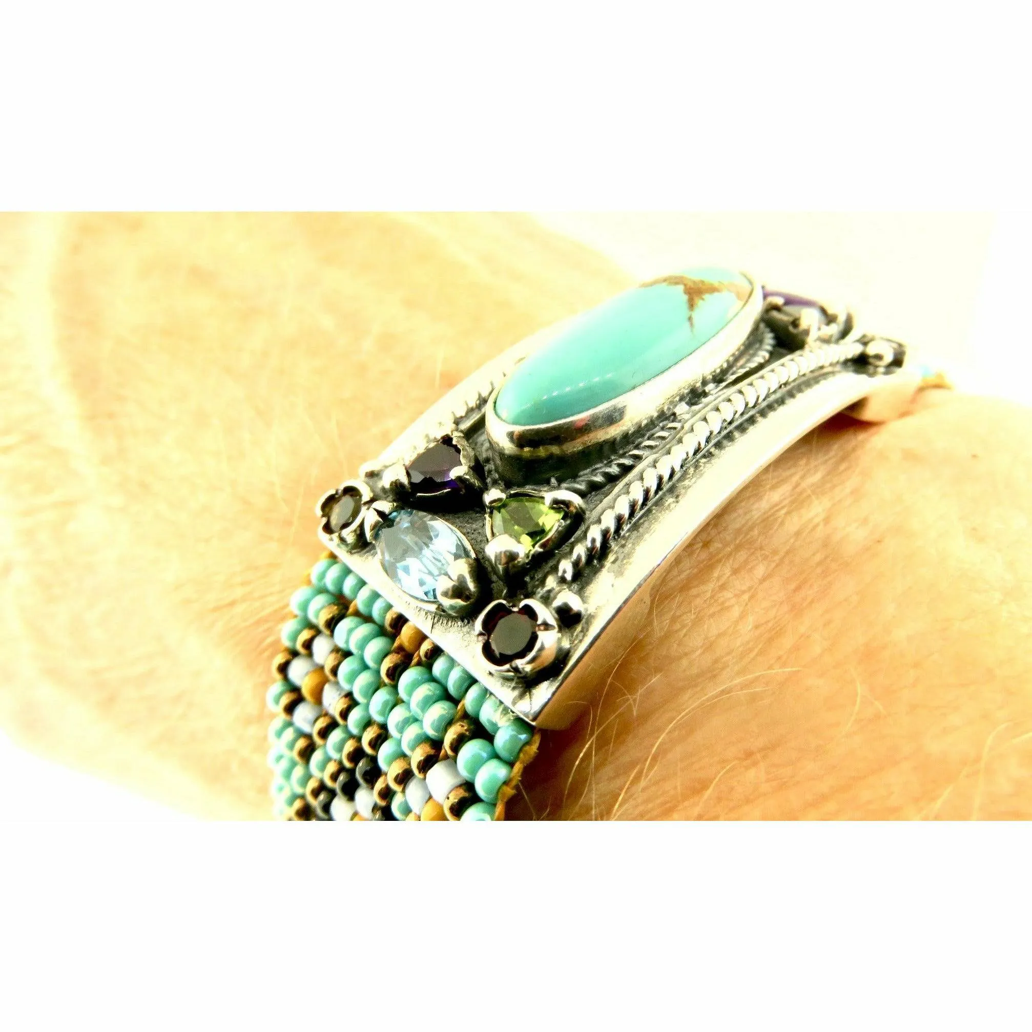 Chili Rose Cowgirl Turquoise & Gold Mix  Gemstone Bracelet
