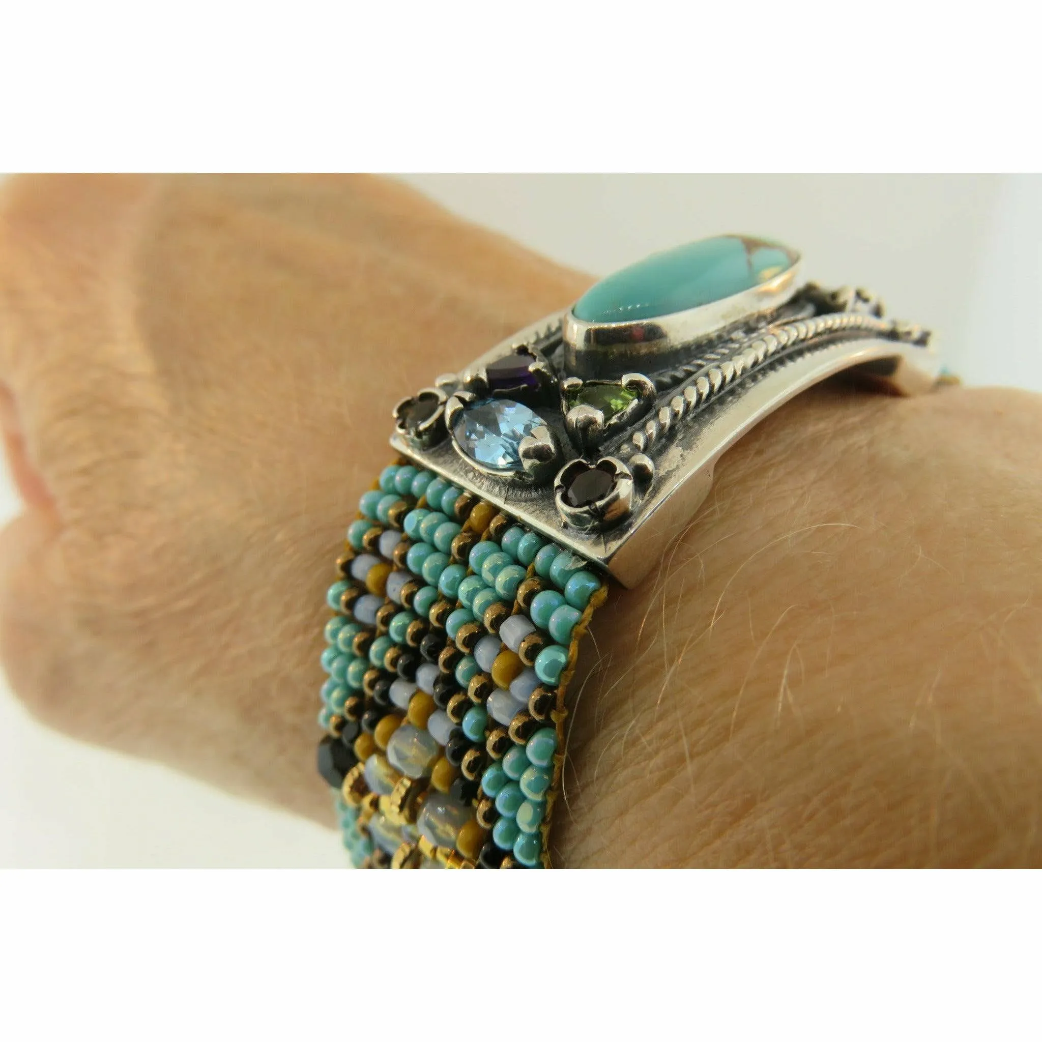 Chili Rose Cowgirl Turquoise & Gold Mix  Gemstone Bracelet