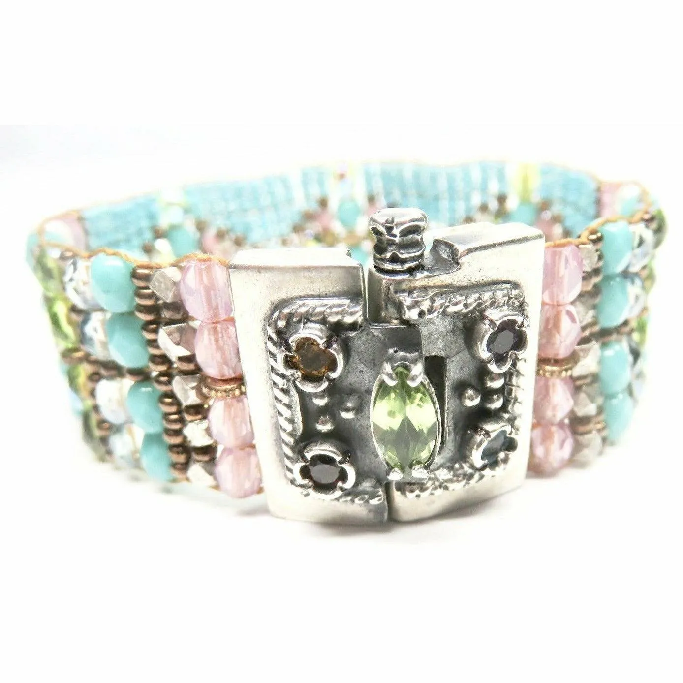 CHILI ROSE  Turquoise & Pink  Cowboy Gemstone Beaded Bracelet