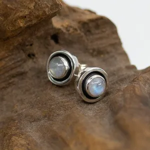 Circle Moonstone Stud Earrings