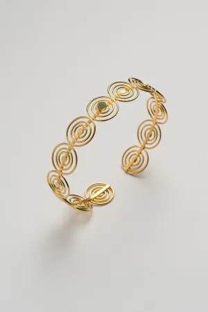 Circles of light Bronze & 24k gold plated and colombian emerald