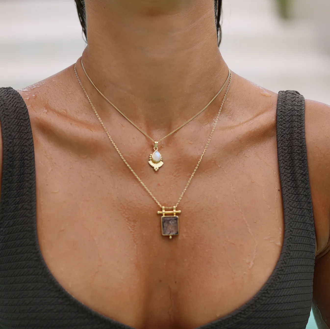 Cleopatra Gold Moonstone Pendant