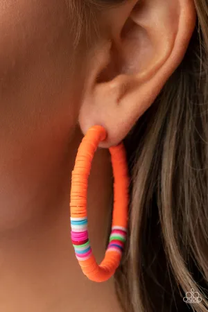 Colorfully Contagious - Orange Hoop Earrings - Paparazzi Accessories