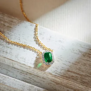 Created Emarald Diamond Necklace