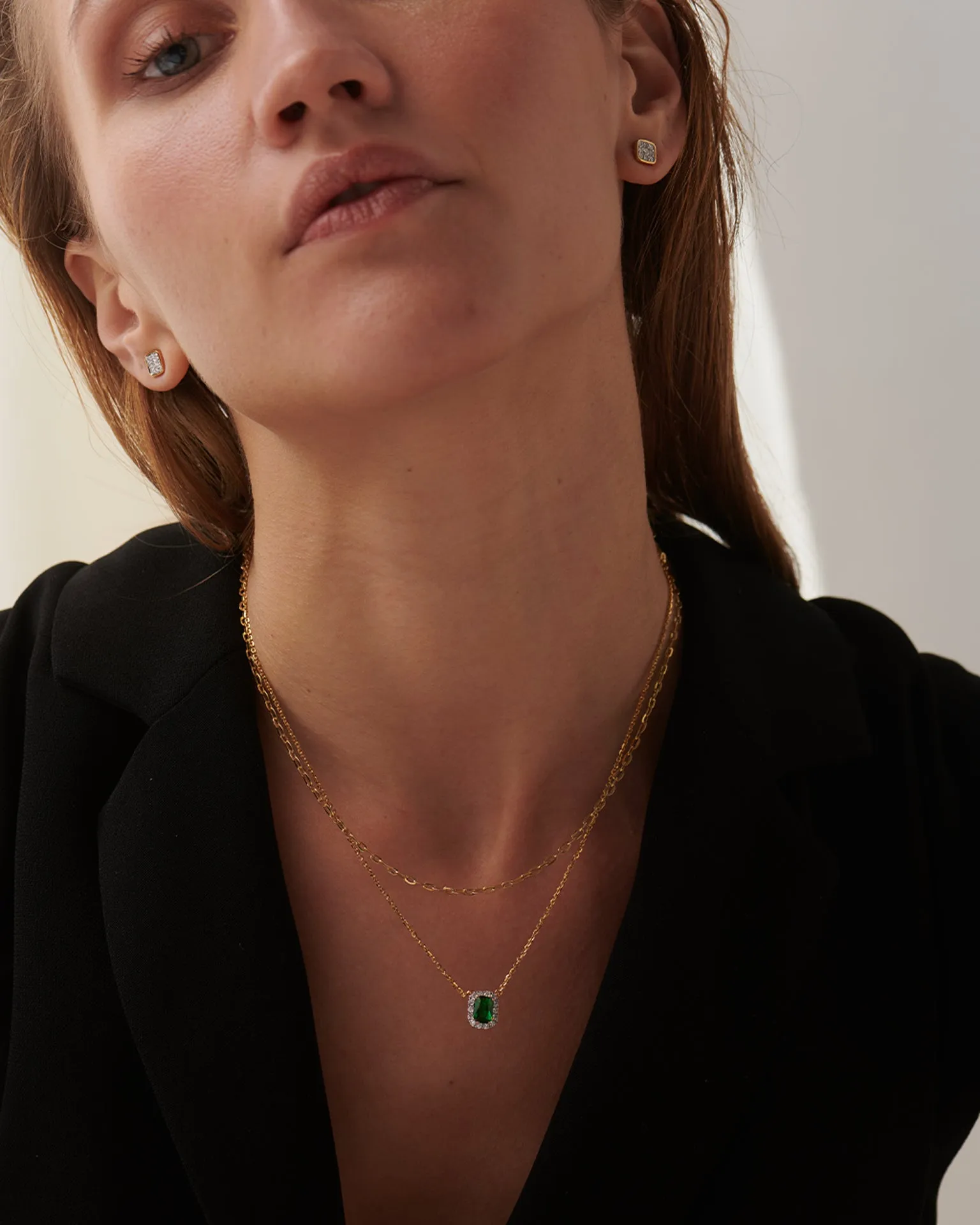Created Emarald Diamond Necklace