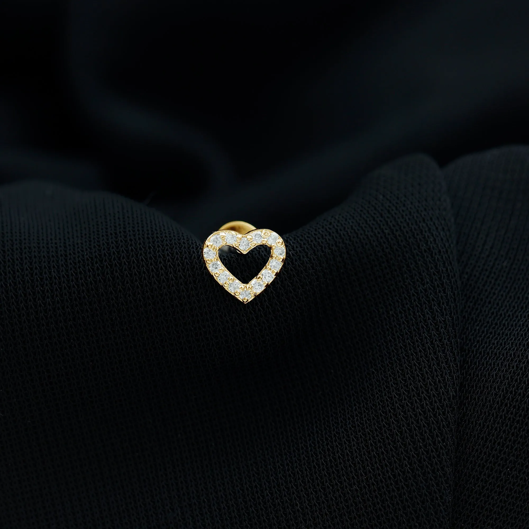 Cute Moissanite Open Heart Earring for Helix Piercing