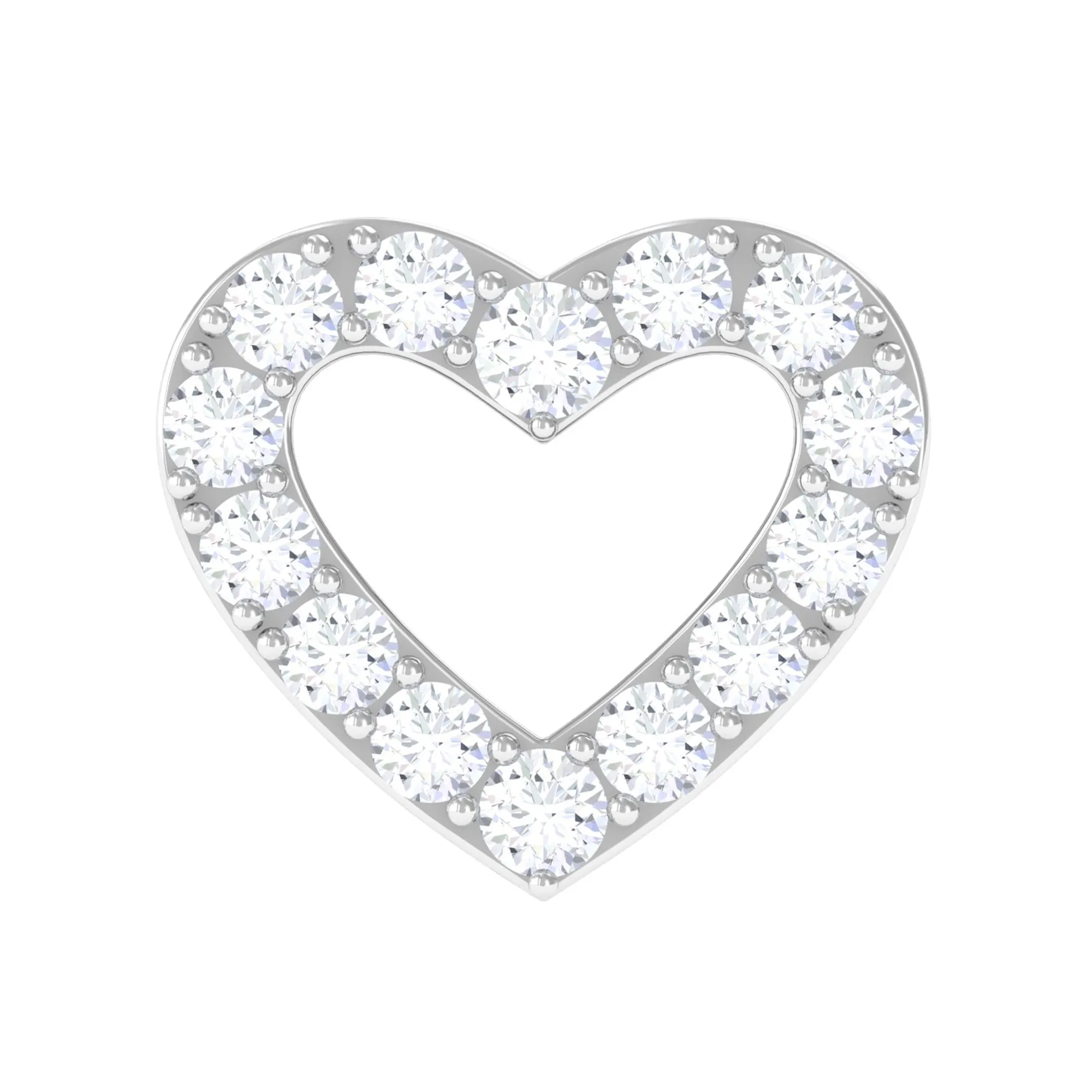 Cute Moissanite Open Heart Earring for Helix Piercing