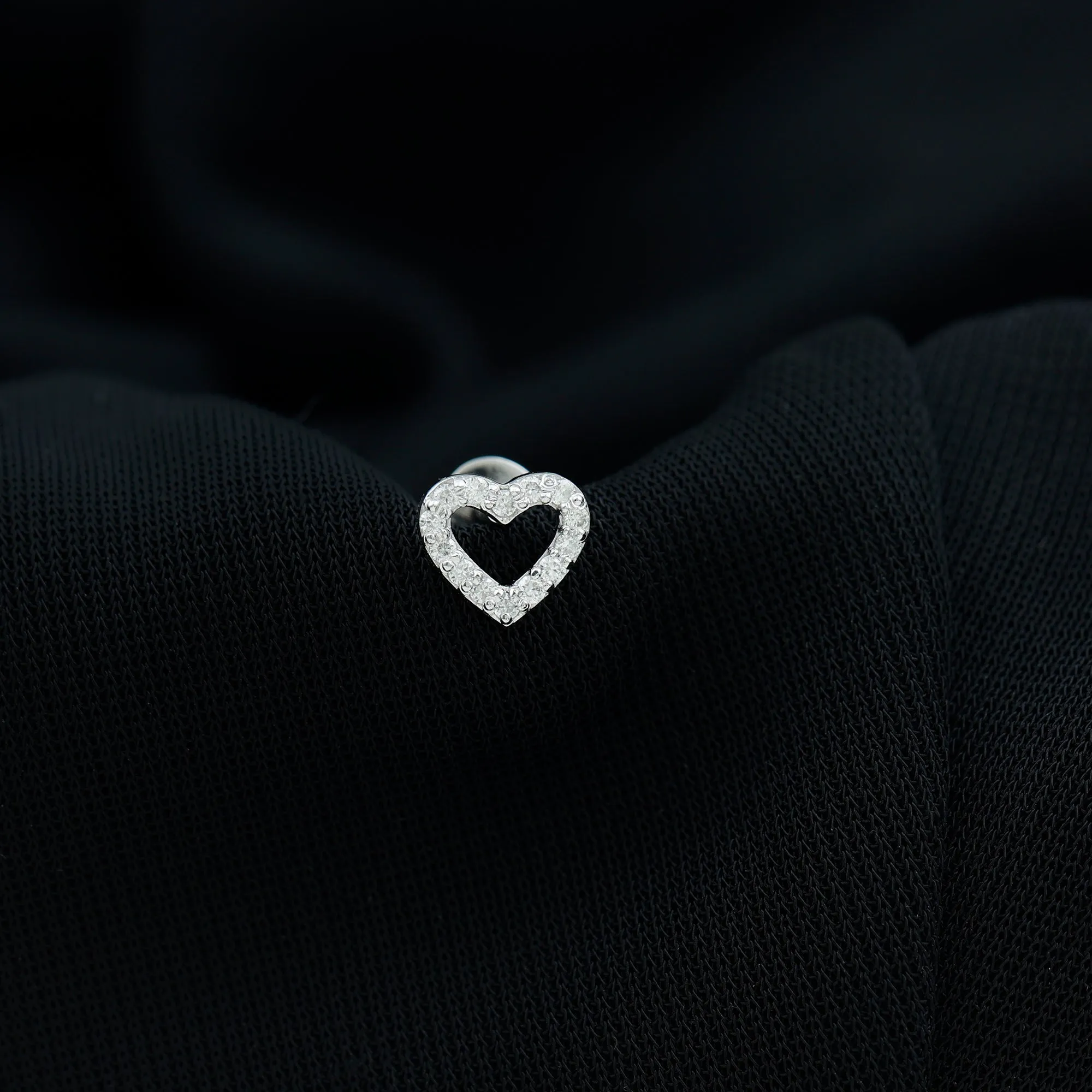 Cute Moissanite Open Heart Earring for Helix Piercing