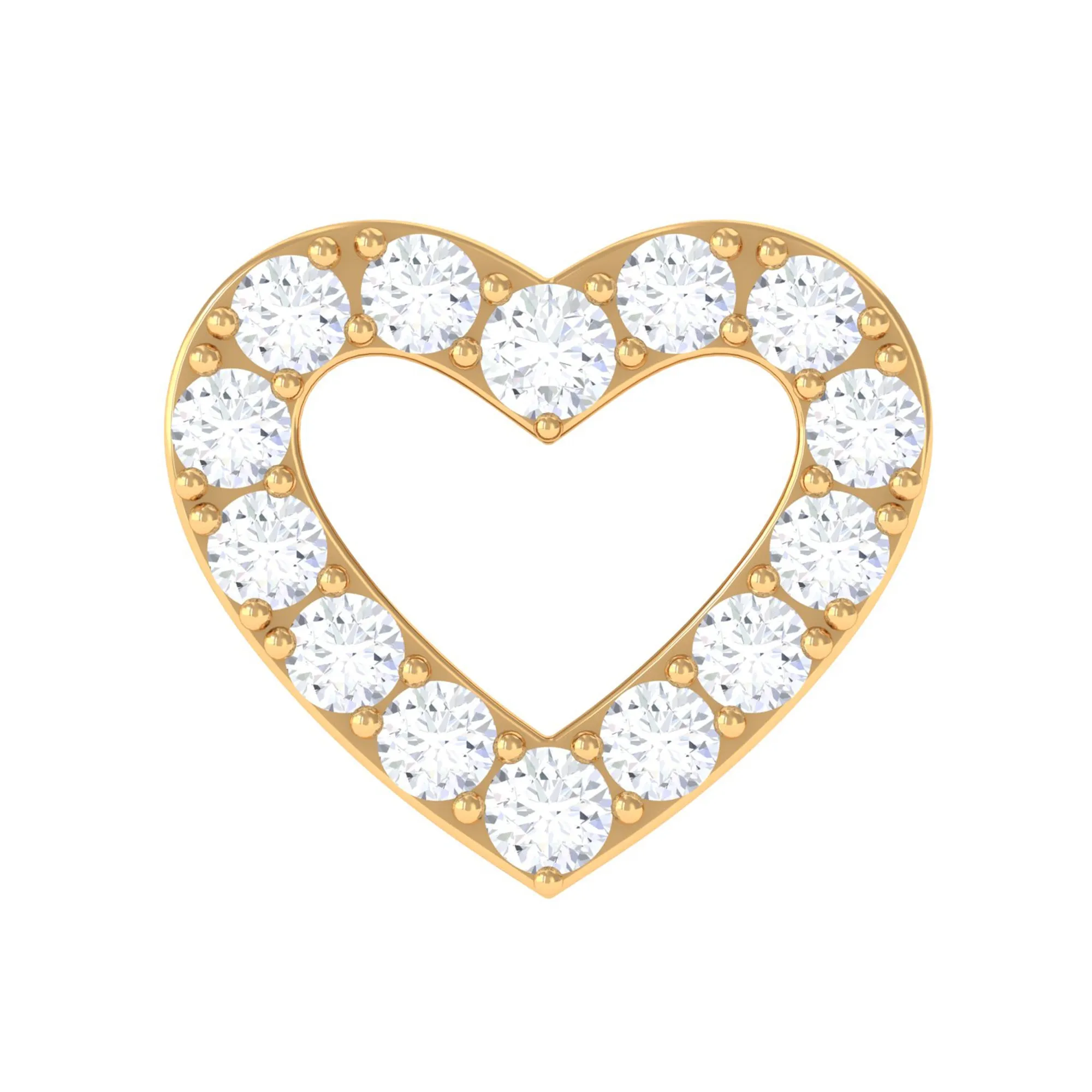 Cute Moissanite Open Heart Earring for Helix Piercing