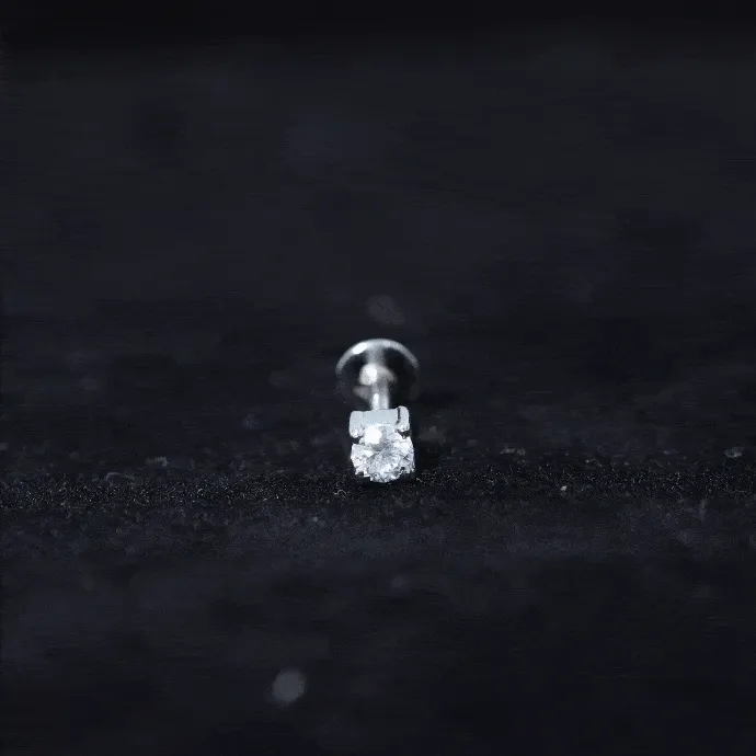 Dainty Moissanite Solitaire Conch Earring in Gold